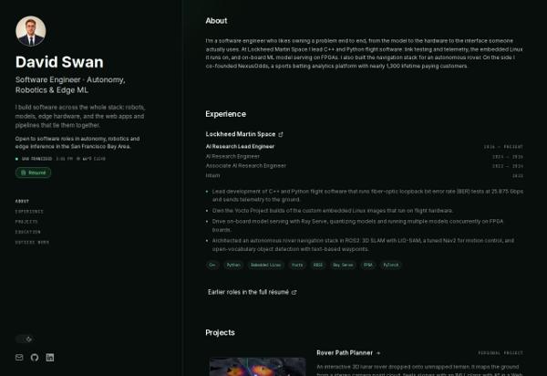 Screenshot of Personal Website
